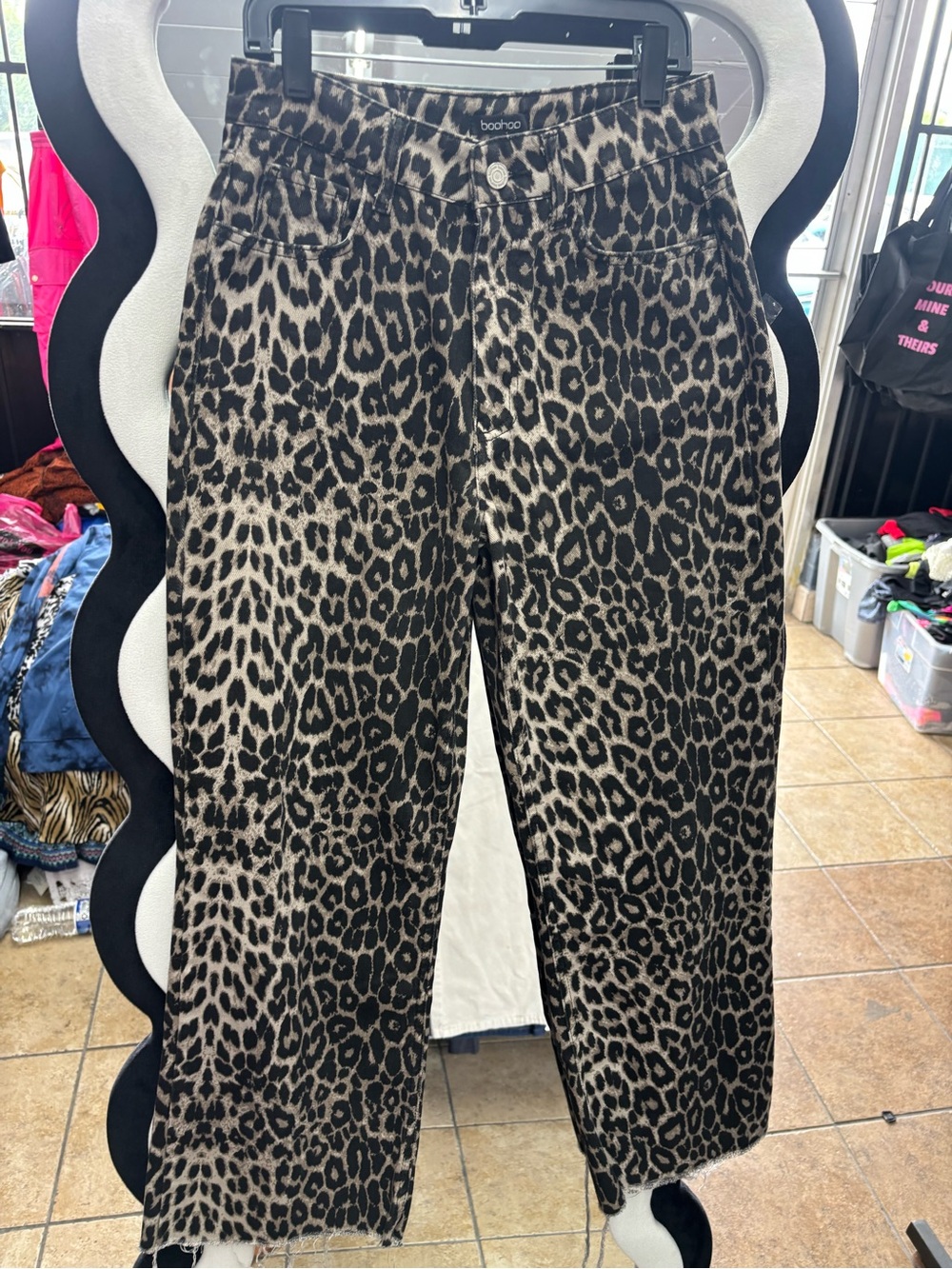 Boohoo Girls Leopard Print Straight-Leg Jeans in Brown and Black